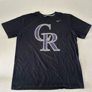Nike Black Colorado Rockies Short Sleeve Tee with Purple/Gray CR Logo/graphic